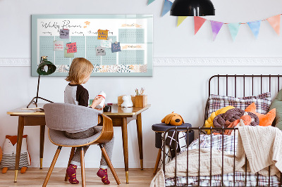 Pizarra magnética de pared con rotulador Planificador semanal con espacio para fotos