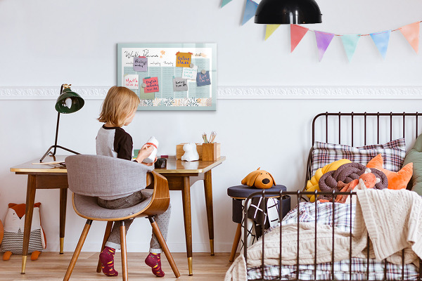 Pizarra magnética de pared con rotulador Planificador semanal con espacio para fotos