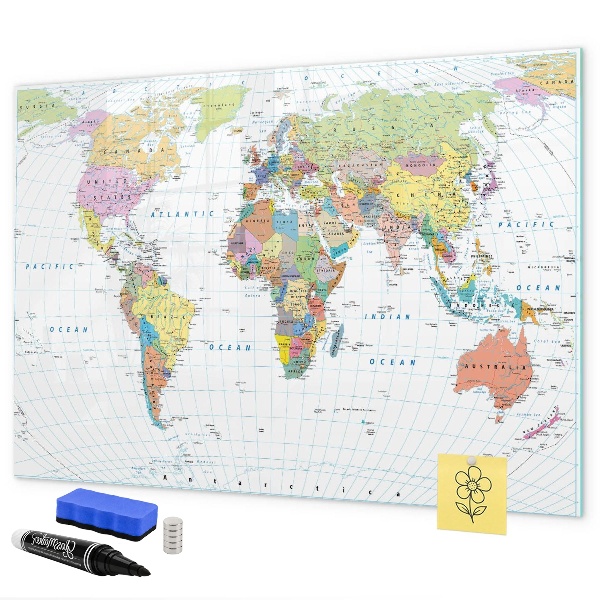 Pizarra magnética de pared con rotulador Mapa del mundo con fotos personales