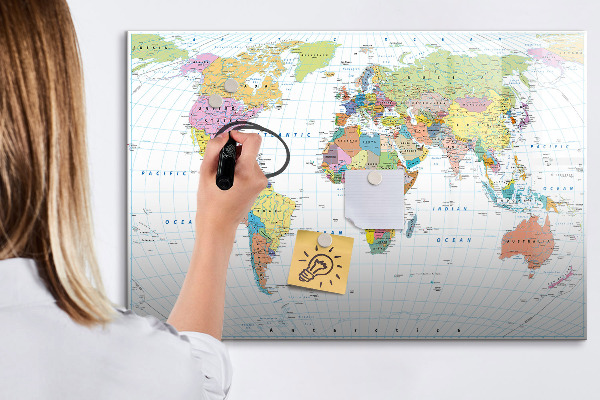 Pizarra magnética de pared con rotulador Mapa del mundo con fotos personales