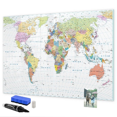 Pizarra magnética de pared con rotulador Mapa del mundo con fotos personales