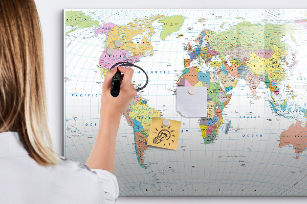 Pizarra magnética de pared con rotulador Mapa del mundo con fotos personales