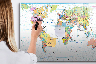 Pizarra magnética de pared con rotulador Mapa del mundo con fotos personales