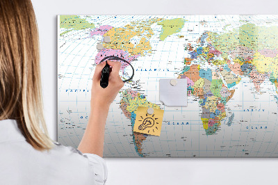 Pizarra magnética de pared con rotulador Mapa del mundo con fotos personales