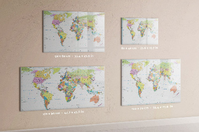 Pizarra magnética de pared con rotulador Mapa del mundo con fotos personales