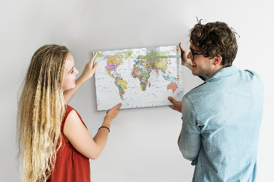 Pizarra magnética de pared con rotulador Mapa del mundo con fotos personales