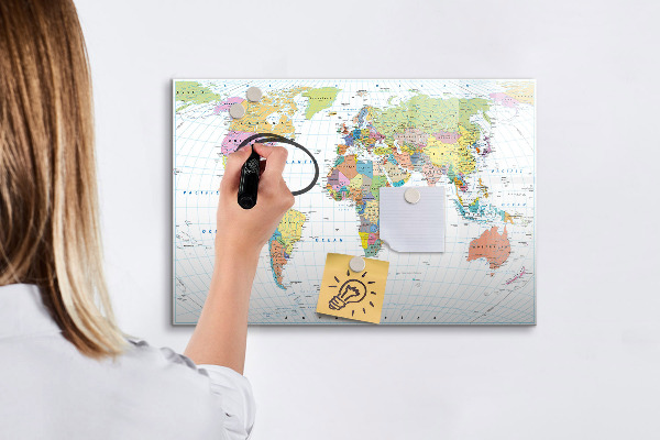 Pizarra magnética de pared con rotulador Mapa del mundo con fotos personales