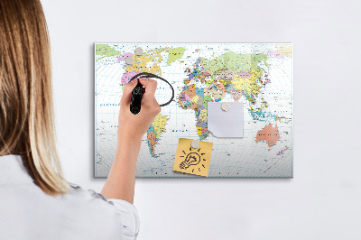 Pizarra magnética de pared con rotulador Mapa del mundo con fotos personales