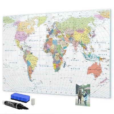 Pizarra magnética de pared con rotulador Mapa del mundo con fotos personales