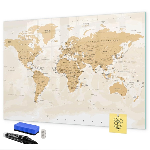 Pizarra borrable de cristal con imanes Mapa de viaje con lugares para marcar
