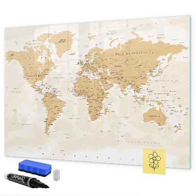 Pizarra borrable de cristal con imanes Mapa de viaje con lugares para marcar