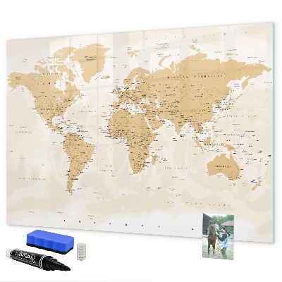 Pizarra borrable de cristal con imanes Mapa de viaje con lugares para marcar