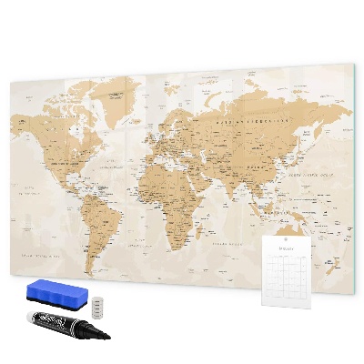 Pizarra borrable de cristal con imanes Mapa de viaje con lugares para marcar