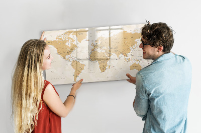 Pizarra borrable de cristal con imanes Mapa de viaje con lugares para marcar