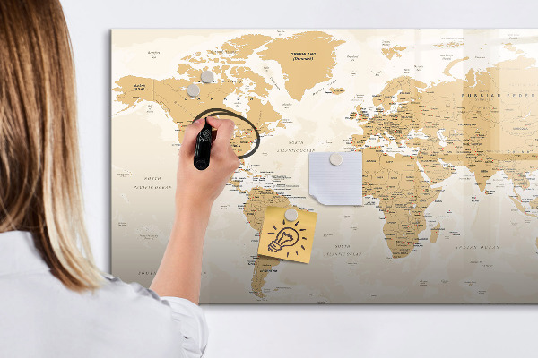 Pizarra borrable de cristal con imanes Mapa de viaje con lugares para marcar