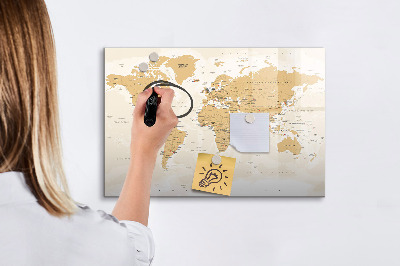 Pizarra borrable de cristal con imanes Mapa de viaje con lugares para marcar