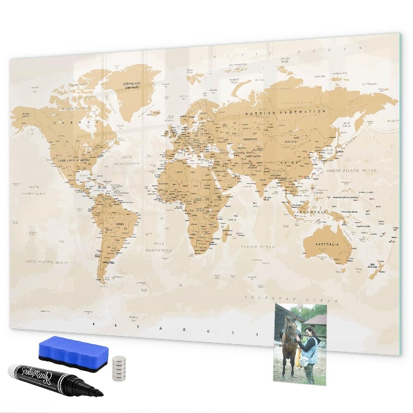 Pizarra borrable de cristal con imanes Mapa de viaje con lugares para marcar