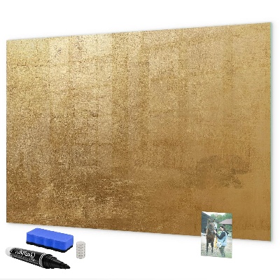 Pizarra borrable de cristal con imanes Tablero dorado para notas y fotos