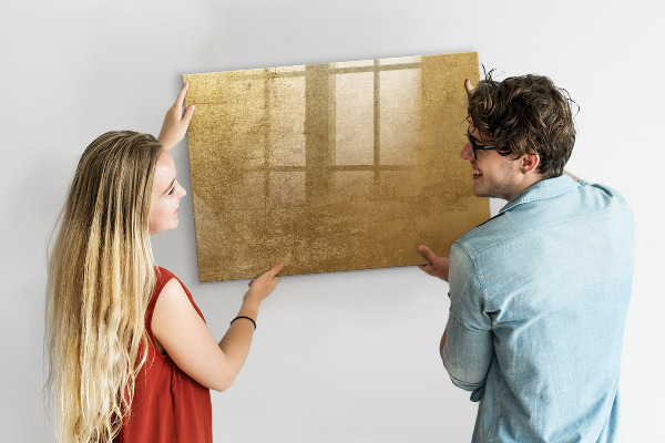 Pizarra borrable de cristal con imanes Tablero dorado para notas y fotos