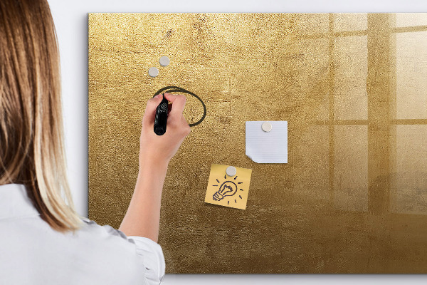 Pizarra borrable de cristal con imanes Tablero dorado para notas y fotos