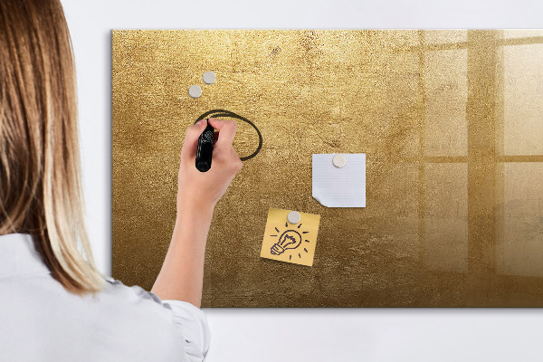Pizarra borrable de cristal con imanes Tablero dorado para notas y fotos
