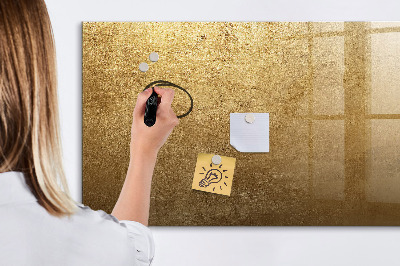 Pizarra borrable de cristal con imanes Tablero dorado para notas y fotos