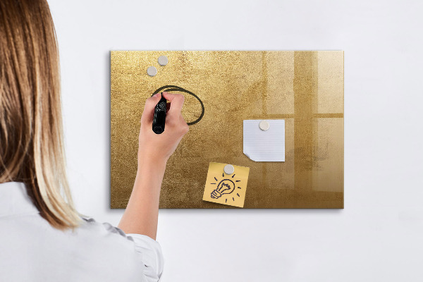 Pizarra borrable de cristal con imanes Tablero dorado para notas y fotos