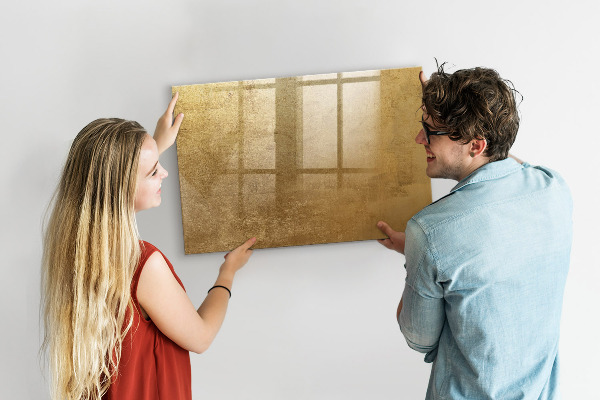 Pizarra borrable de cristal con imanes Tablero dorado para notas y fotos