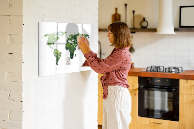 Pizarra magnética de pared con rotulador Mapa mundial verde con fotos