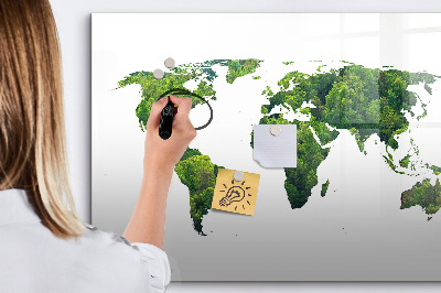 Pizarra magnética de pared con rotulador Mapa mundial verde con fotos