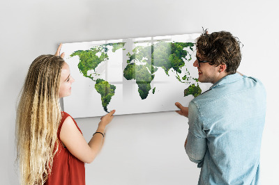 Pizarra magnética de pared con rotulador Mapa mundial verde con fotos