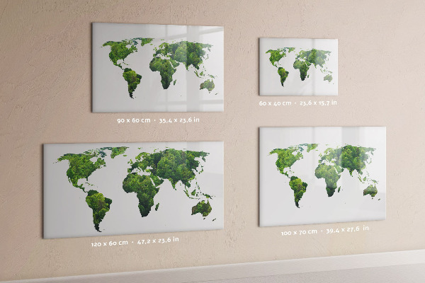 Pizarra magnética de pared con rotulador Mapa mundial verde con fotos