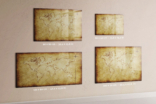 Pizarra magnética de pared con rotulador Un mapamundi con recuerdos personales