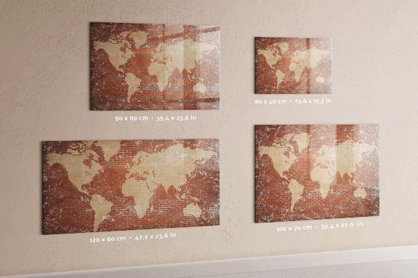 Pizarra magnética de pared con rotulador Mapa del mundo con ubicaciones de fotos