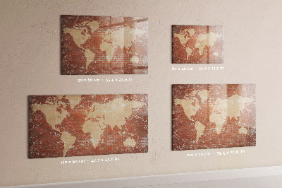 Pizarra magnética de pared con rotulador Mapa del mundo con ubicaciones de fotos