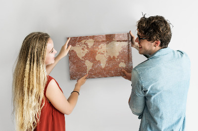 Pizarra magnética de pared con rotulador Mapa del mundo con ubicaciones de fotos