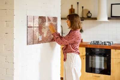 Pizarra magnética de pared con rotulador Mapa del mundo con ubicaciones de fotos