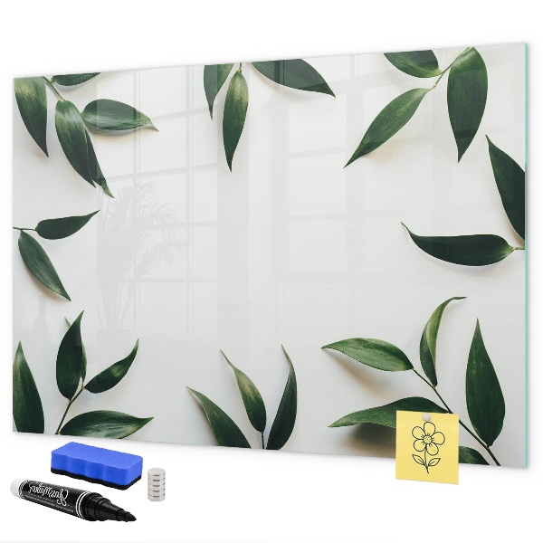 Pizarra borrable de cristal con imanes Tablero de notas elegante con plantas