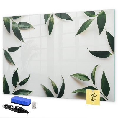 Pizarra borrable de cristal con imanes Tablero de notas elegante con plantas