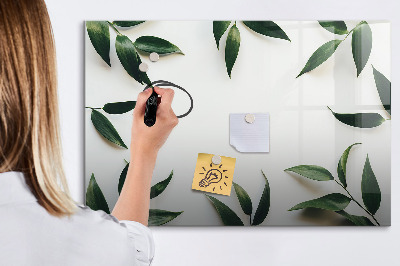 Pizarra borrable de cristal con imanes Tablero de notas elegante con plantas