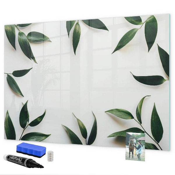Pizarra borrable de cristal con imanes Tablero de notas elegante con plantas