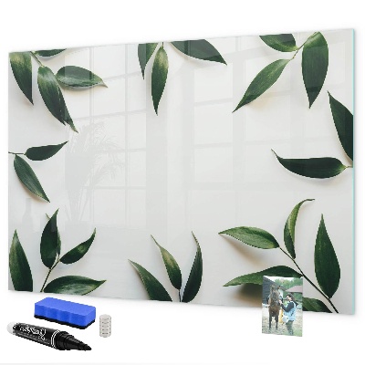Pizarra borrable de cristal con imanes Tablero de notas elegante con plantas