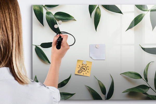 Pizarra borrable de cristal con imanes Tablero de notas elegante con plantas