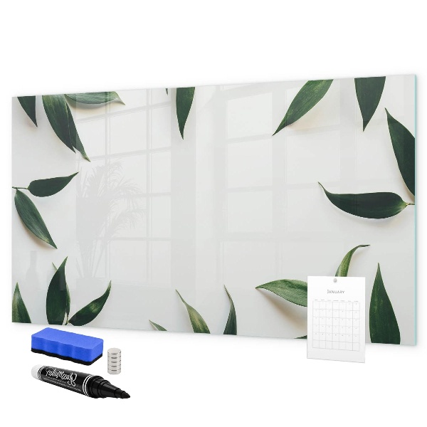 Pizarra borrable de cristal con imanes Tablero de notas elegante con plantas