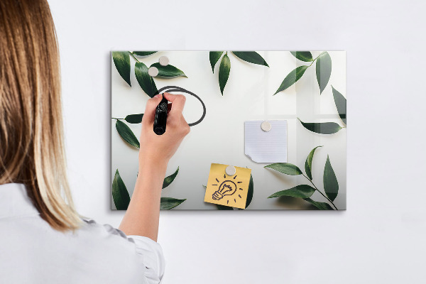Pizarra borrable de cristal con imanes Tablero de notas elegante con plantas