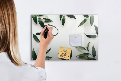 Pizarra borrable de cristal con imanes Tablero de notas elegante con plantas