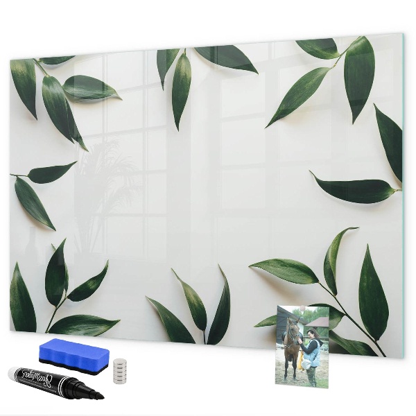 Pizarra borrable de cristal con imanes Tablero de notas elegante con plantas