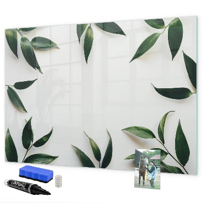 Pizarra borrable de cristal con imanes Tablero de notas elegante con plantas