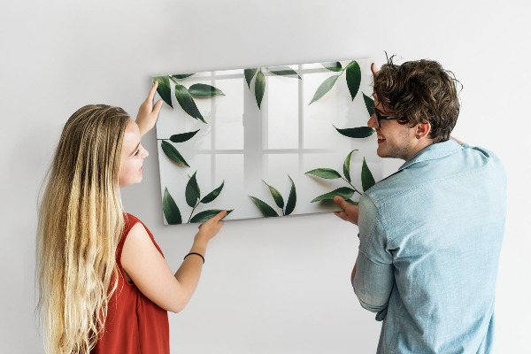 Pizarra borrable de cristal con imanes Tablero de notas elegante con plantas
