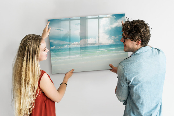 Pizarra borrable de cristal con imanes Tablero magnético con fotos de la playa